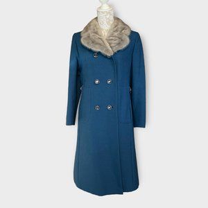 Vintage Women's Blue Wool jacket size small by Holly Poplin made in the USA.